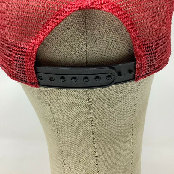 Famous Mesh Back Snapback Hat Cap Red Black Embroidered Spell Out - Picture 4 of 8